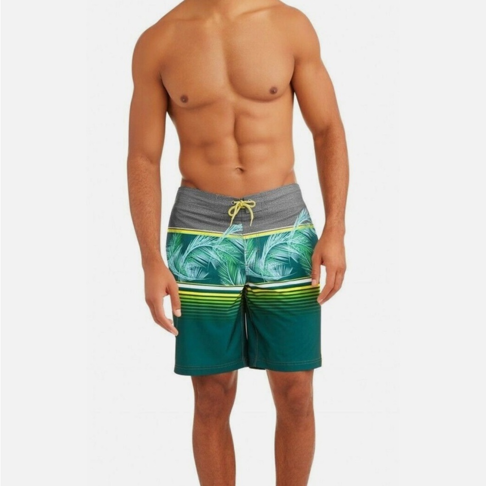 George Tropical Green and Gray Swim Shorts